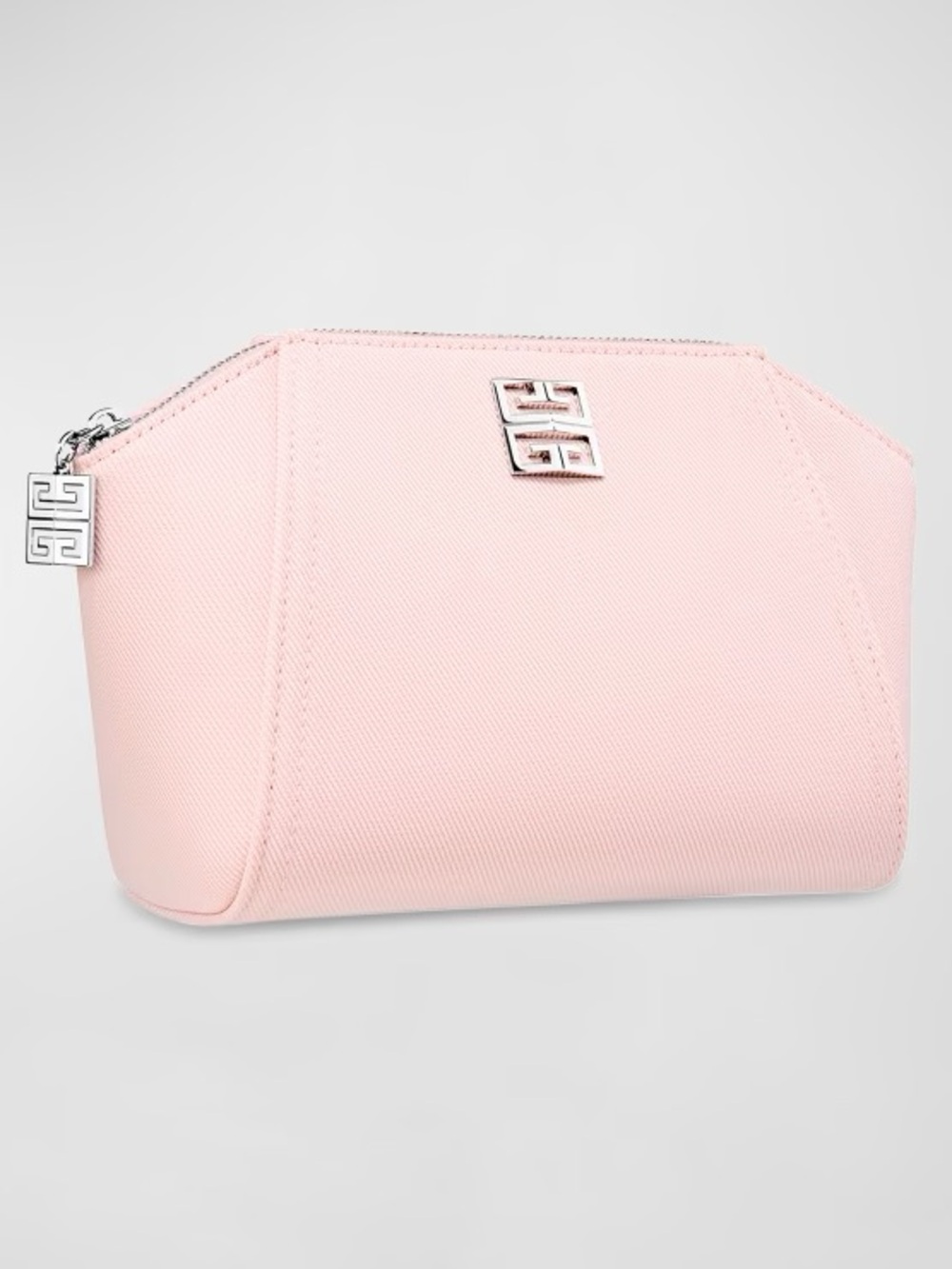 Givenchy Light Pink Makeup Pouch Case with Silver Accents New